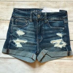 AE Hi Rise Shortie 2 - Distressed Jeans